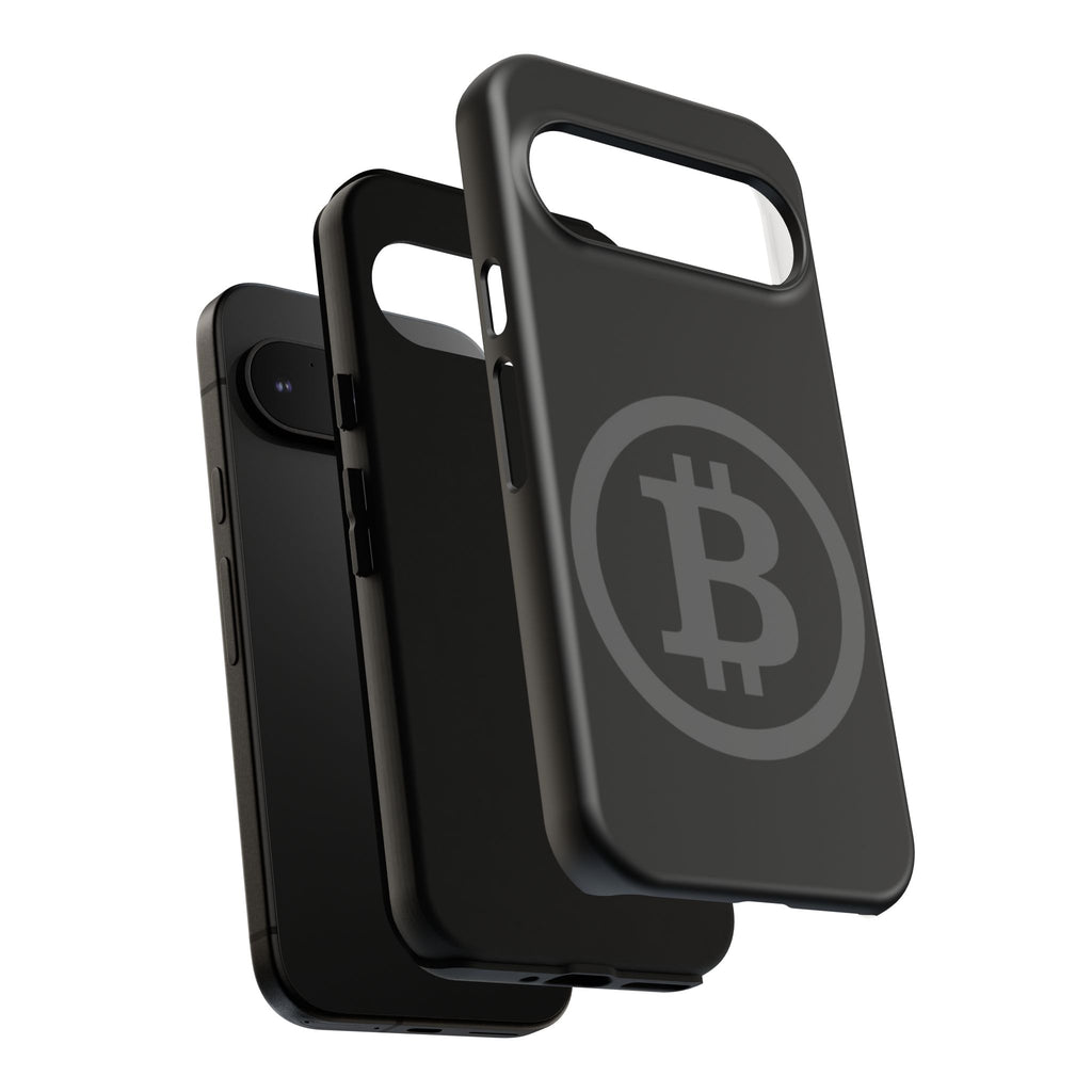 Bitcoin Logo Tough Phone Case — Matte Black Crypto Protective Cover
