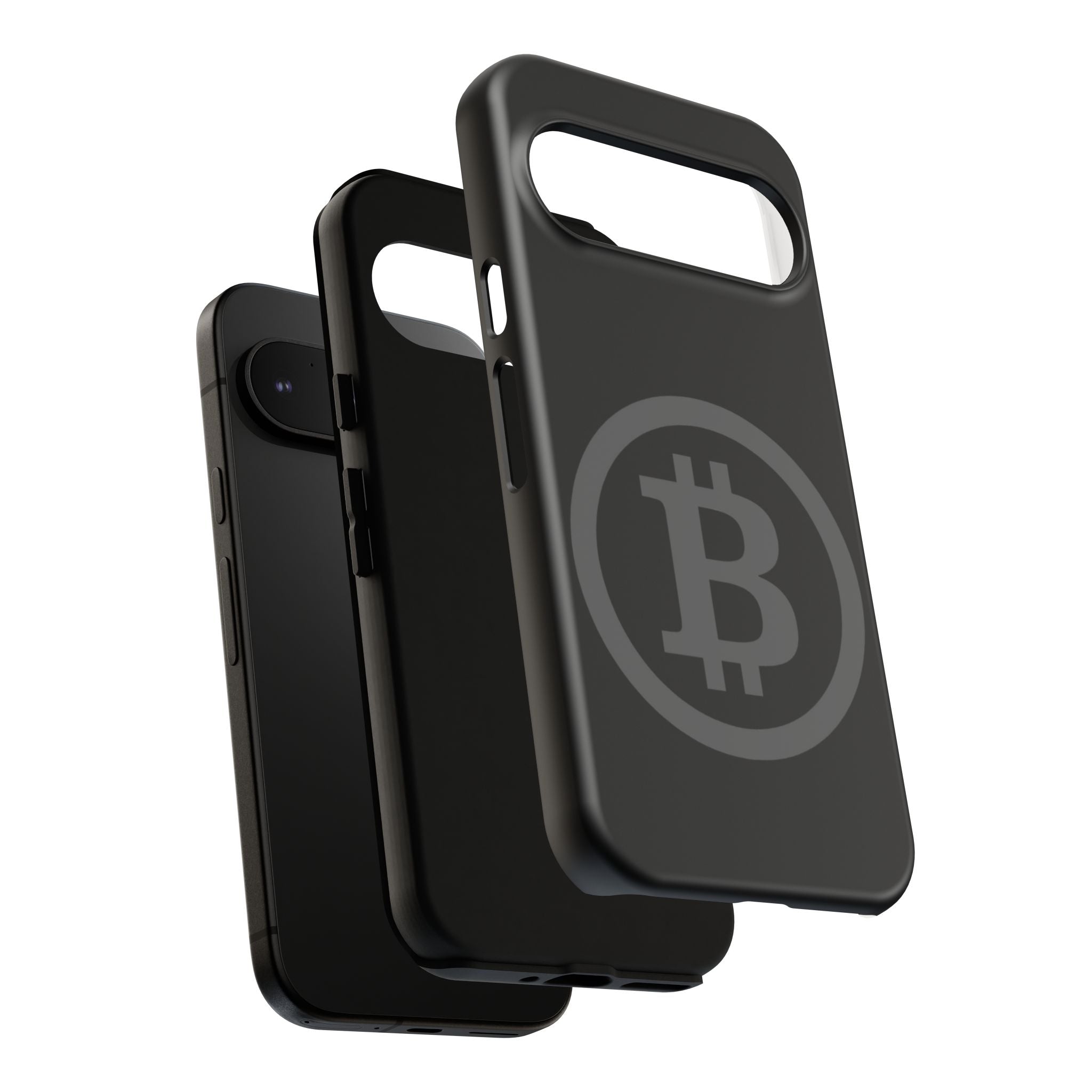 Bitcoin Logo Tough Phone Case — Matte Black Crypto Protective Cover