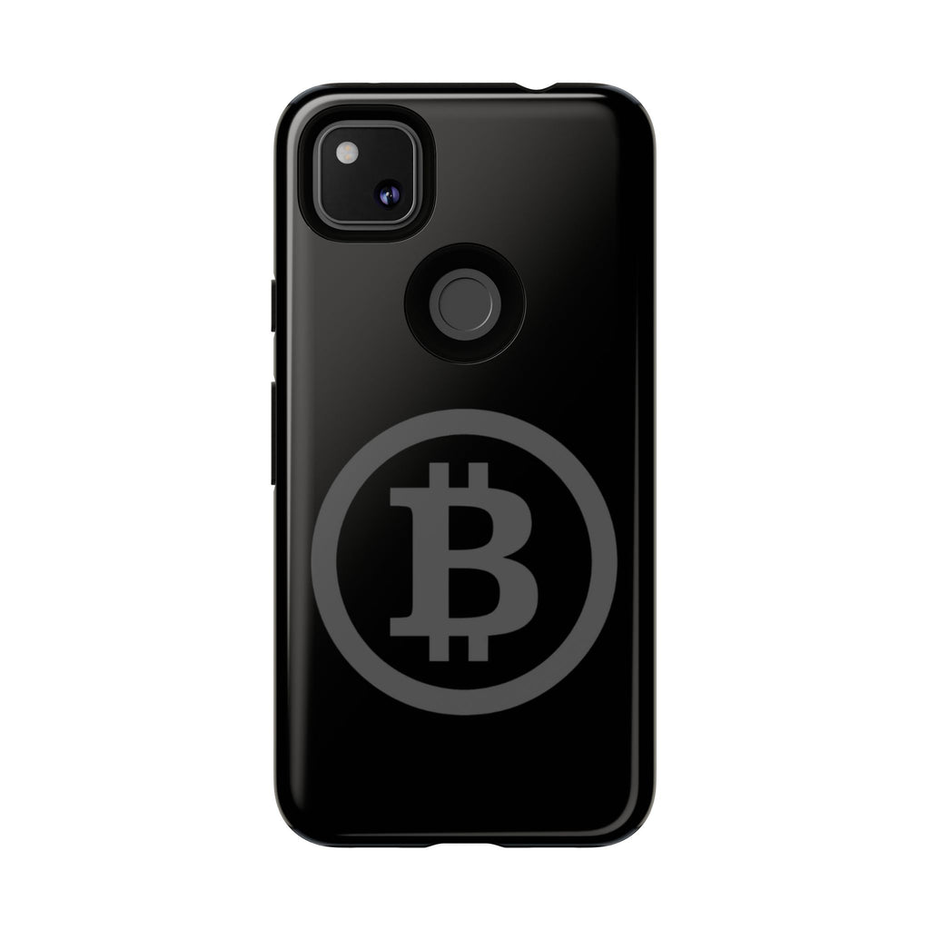 Bitcoin Logo Tough Phone Case — Matte Black Crypto Protective Cover