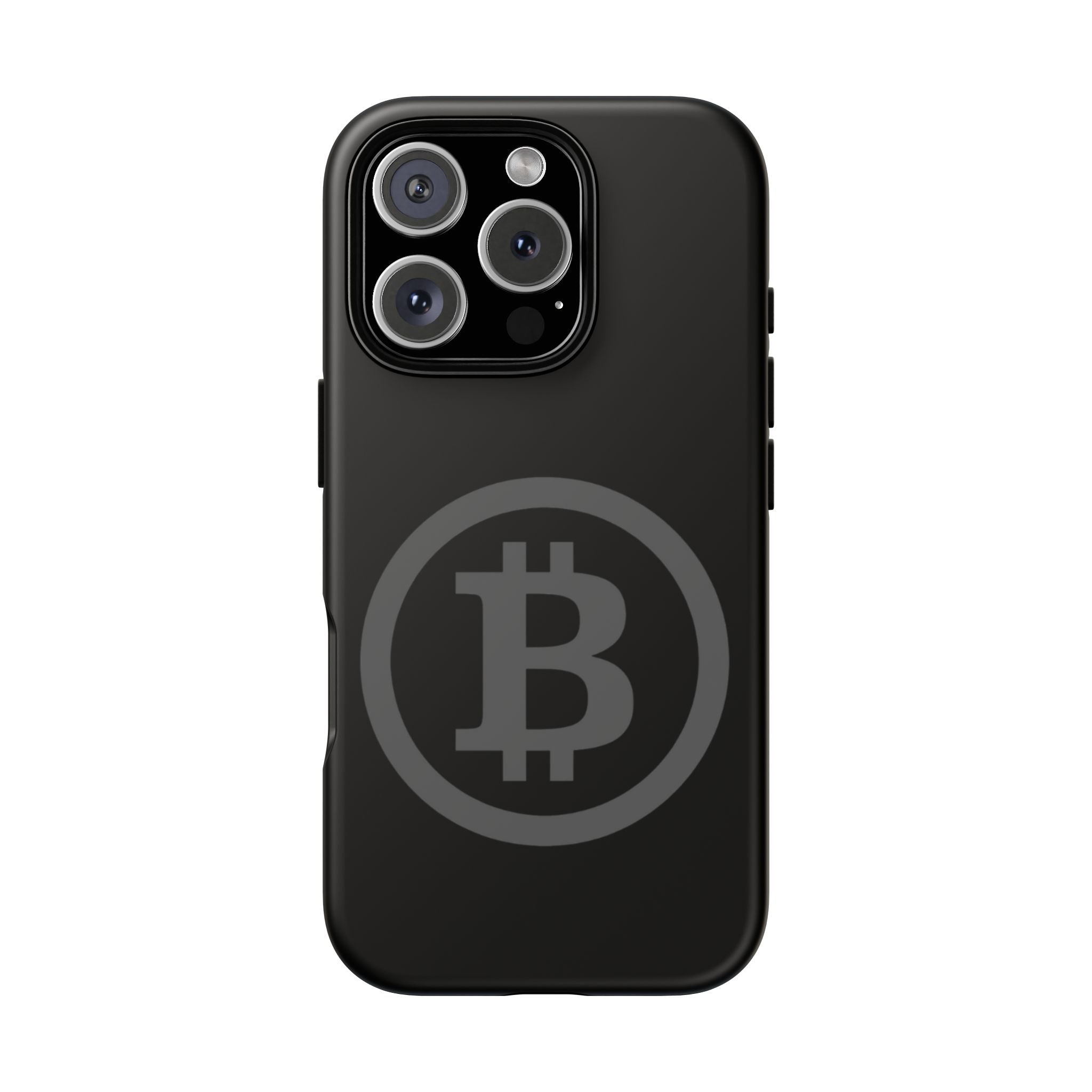 Bitcoin Logo Tough Phone Case — Matte Black Crypto Protective Cover