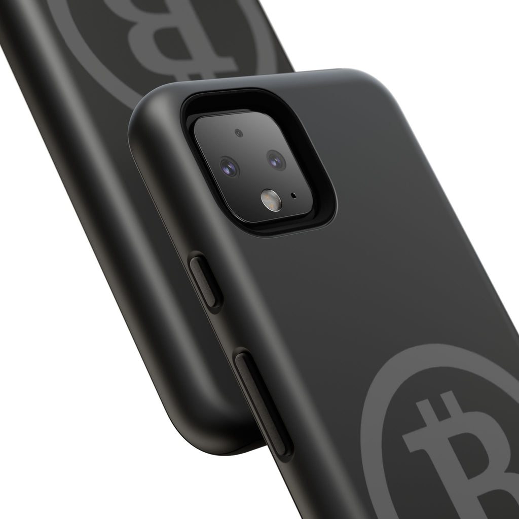 Bitcoin Logo Tough Phone Case — Matte Black Crypto Protective Cover