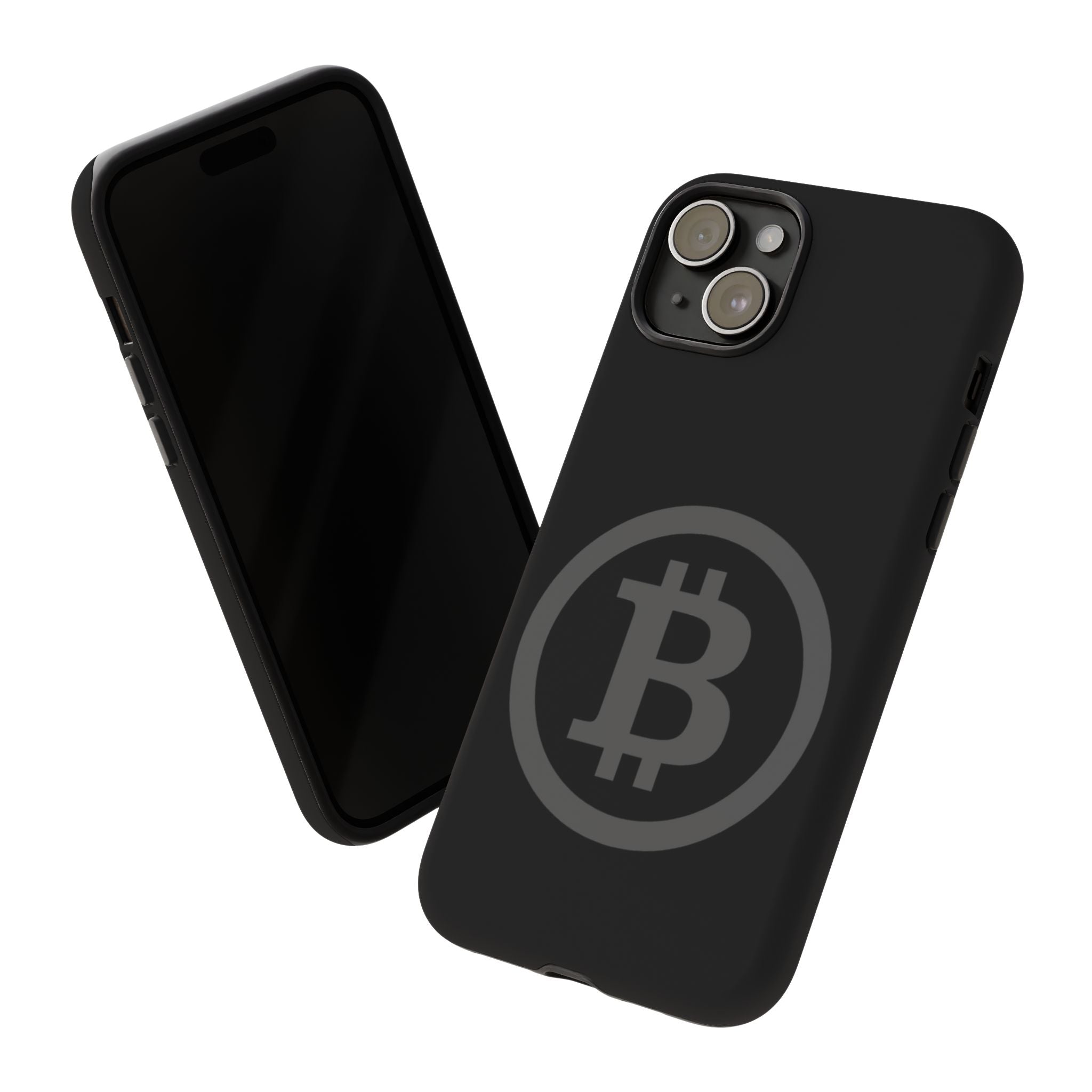 Bitcoin Logo Tough Phone Case — Matte Black Crypto Protective Cover