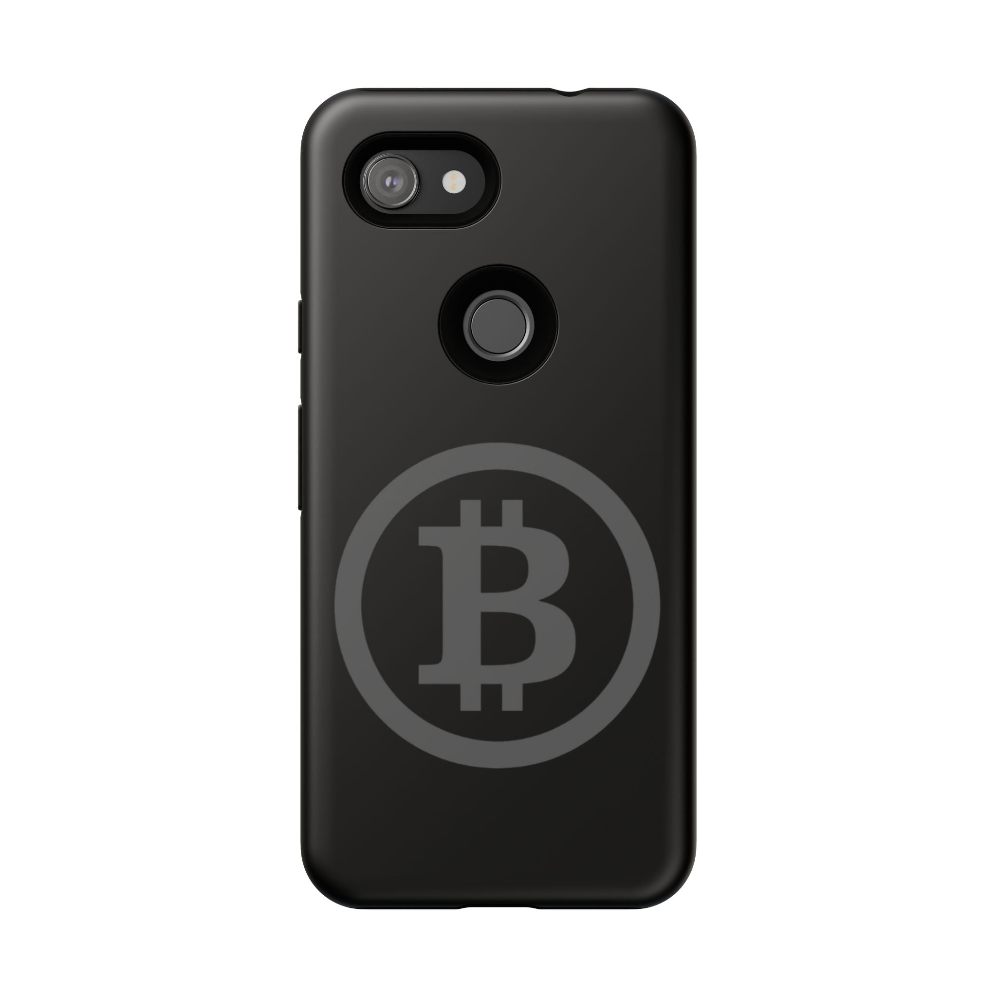 Bitcoin Logo Tough Phone Case — Matte Black Crypto Protective Cover