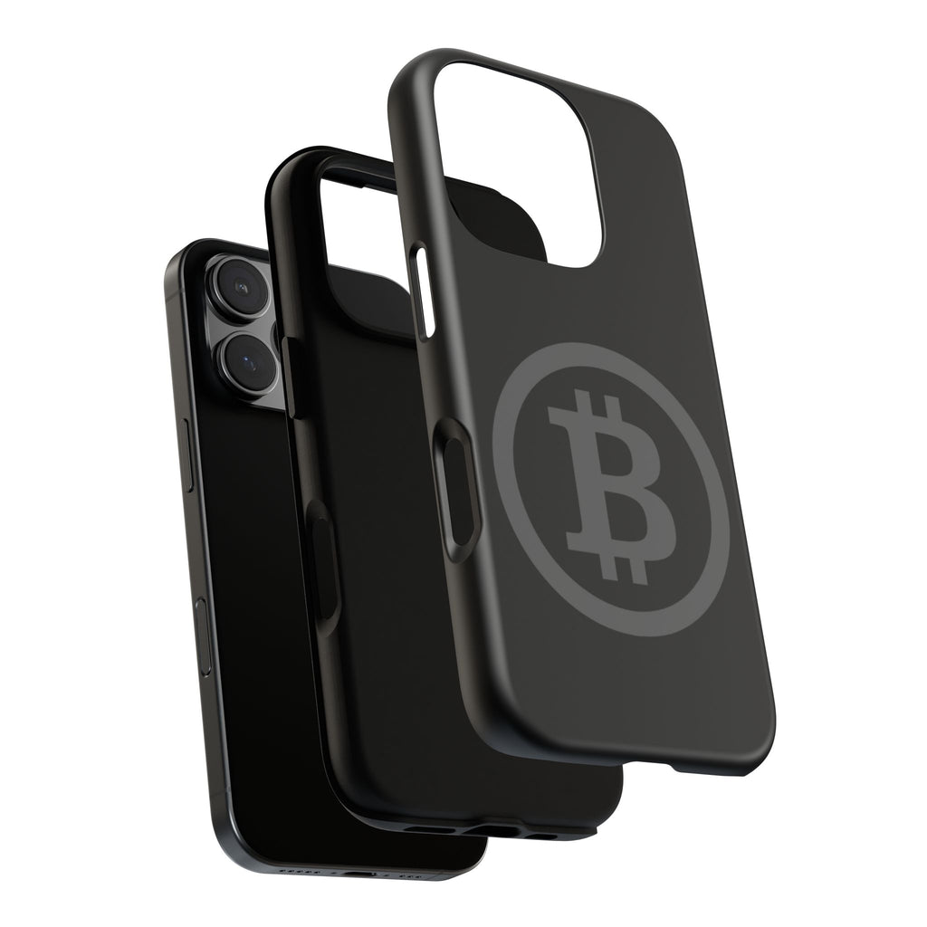 Bitcoin Logo Tough Phone Case — Matte Black Crypto Protective Cover