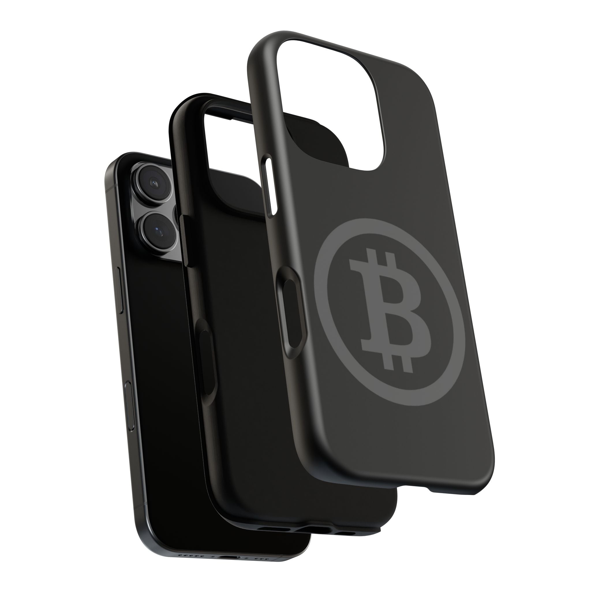 Bitcoin Logo Tough Phone Case — Matte Black Crypto Protective Cover