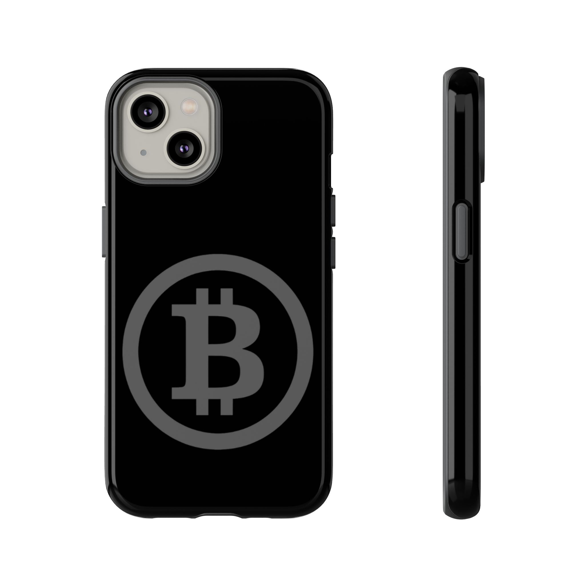 Bitcoin Logo Tough Phone Case — Matte Black Crypto Protective Cover