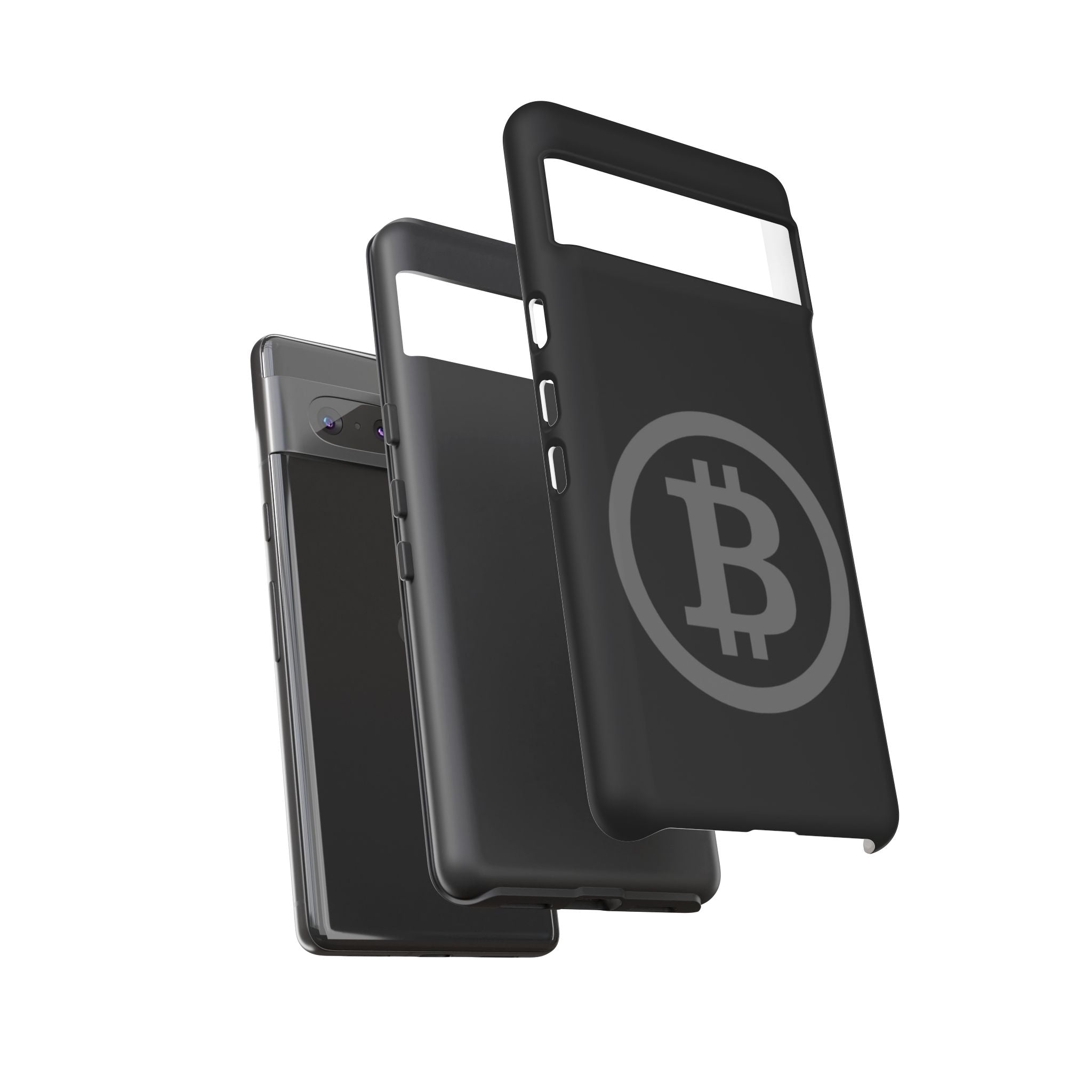 Bitcoin Logo Tough Phone Case — Matte Black Crypto Protective Cover