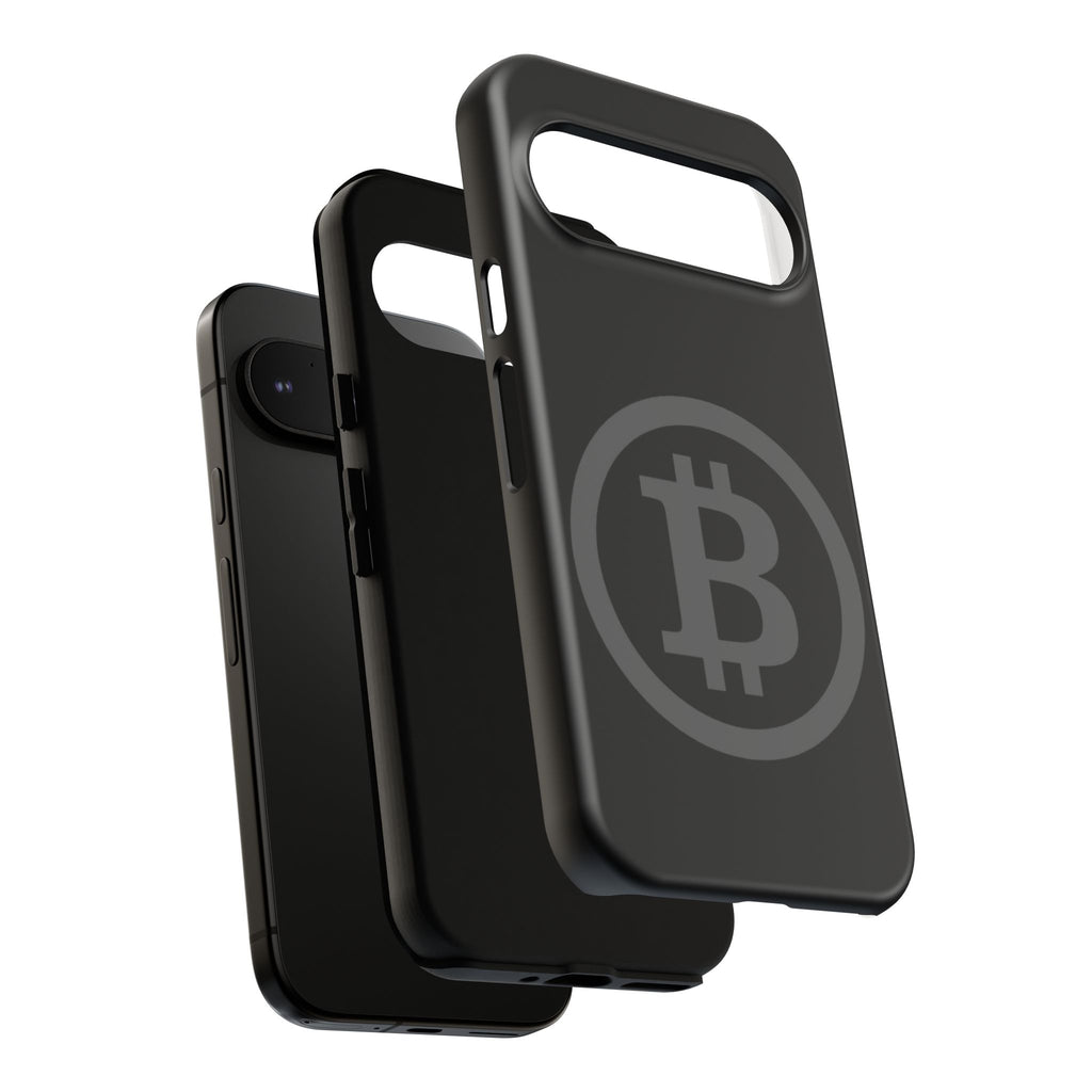 Bitcoin Logo Tough Phone Case — Matte Black Crypto Protective Cover