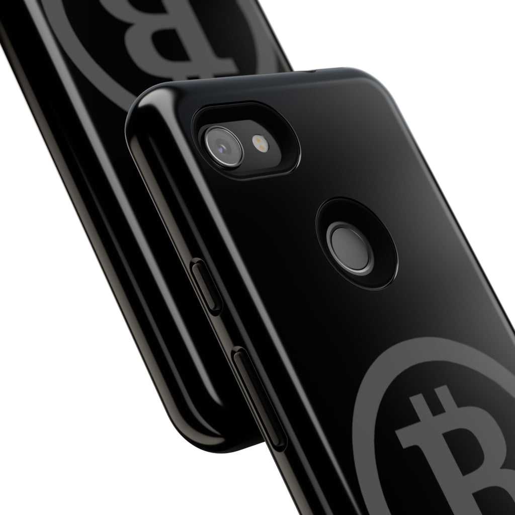 Bitcoin Logo Tough Phone Case — Matte Black Crypto Protective Cover