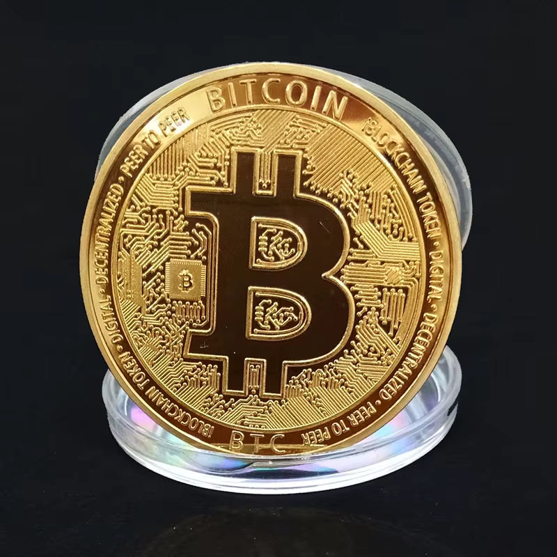 Bitcoin Art Collection – Gold & Silver Plated Physical Coins (Display Case Included)