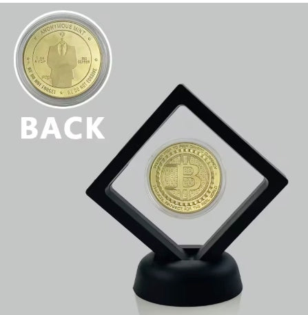 Bitcoin Art Collection – Gold & Silver Plated Physical Coins (Display Case Included)